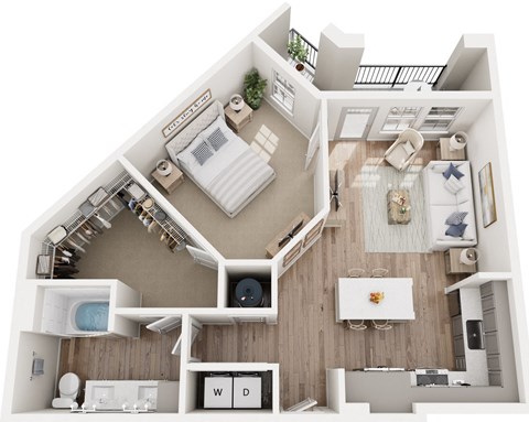 Floor plan for 1 bed, 1 bath, 808 sqft